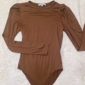 BROWN  BODYSUIT SUEDE MATERIAL